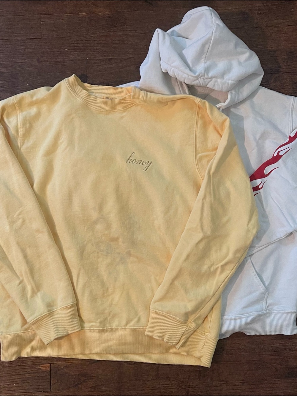 Yellow Honey Yellow Sweatshirt and White Flame Hoodie